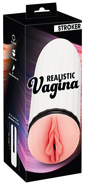 Мастурбатор-вагина Realistic Vagina в колбе - анодированный пластик, TPE