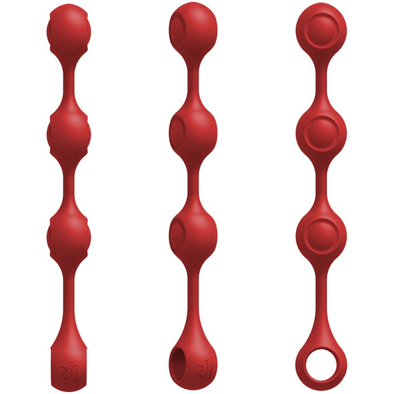 Красные утяжеленные анальные шарики Anal Essentials Weighted Silicone Anal Balls - 34,3 см. - силикон