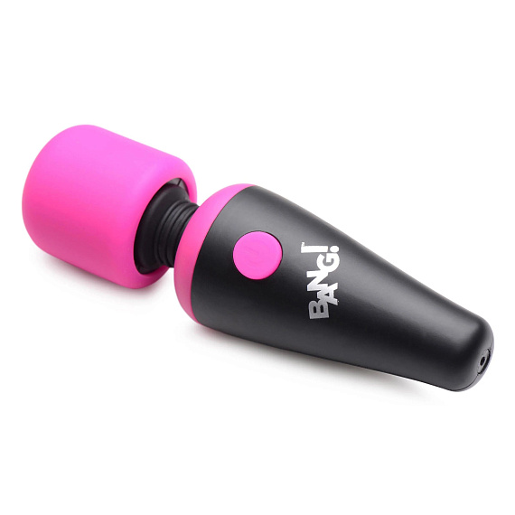 Розово-черный мини-вибромассажер 10X Vibrating Mini Silicone Wand - анодированный пластик, силикон