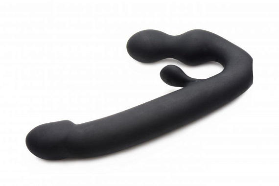 Черный безремневой страпон Tri-Volver Rechargeable Strapless Strap On - силикон