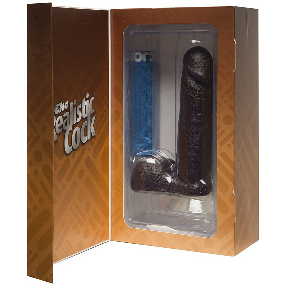 Реалистичный чернокожий фаллос The Realistic Cock 6” with Removable Vac-U-Lock Suction Cup - 19,8 см. от Intimcat