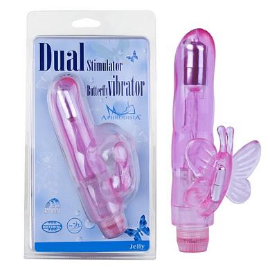 Розовый вибростимулятор розовый Dual Stimulator Butterfly