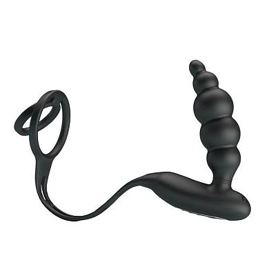 Эрекционное кольцо с анальной вибропробкой-елочкой Vibrating penis sleeve III