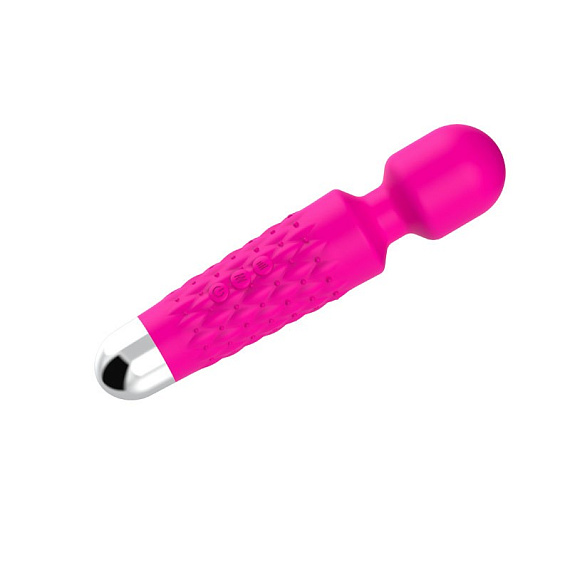 Ярко-розовый wand-вибратор с рельефной ручкой - 20 см. - силикон