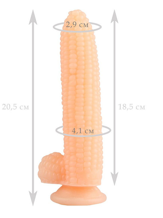 Телесный фаллоимитатор-кукуруза на присоске - 20,5 см. - эластомер (полиэтилен гель)