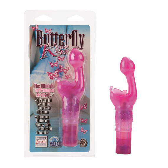 Розовый массажер BUTTERFLY KISS для G-стимуляции - термопластичная резина (TPR)