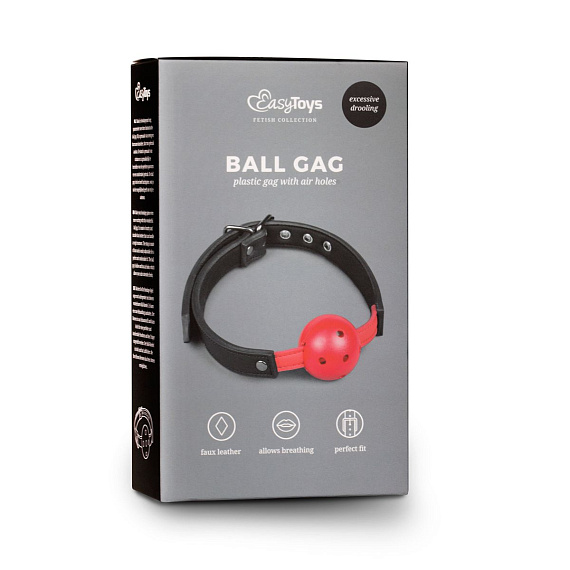 Красный кляп-шар Easytoys Ball Gag With PVC Ball от Intimcat