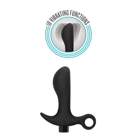 Черный анальный вибратор Silicone Vibrating Prostate Massager 01 - 10,8 см. от Intimcat