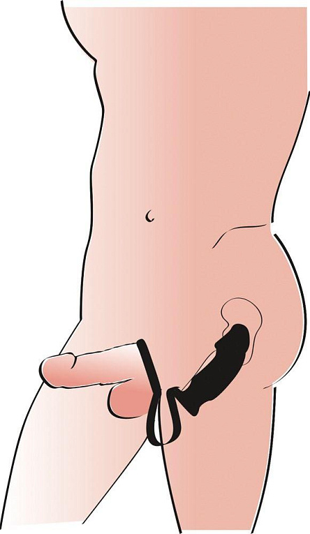 Чёрное эрекционное кольцо на пенис и мошонку с анальной вибровтулкой для усиления ощущений - фото 5