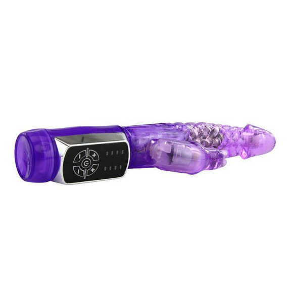 Фиолетовый вибратор с клиторальным стимулятором и ротацией - 21,5 см. от Intimcat