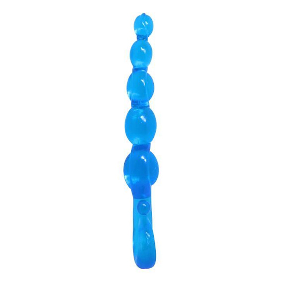 Голубой анальный стимулятор-цепочка - 22 см. - Термопластичная резина (TPR)