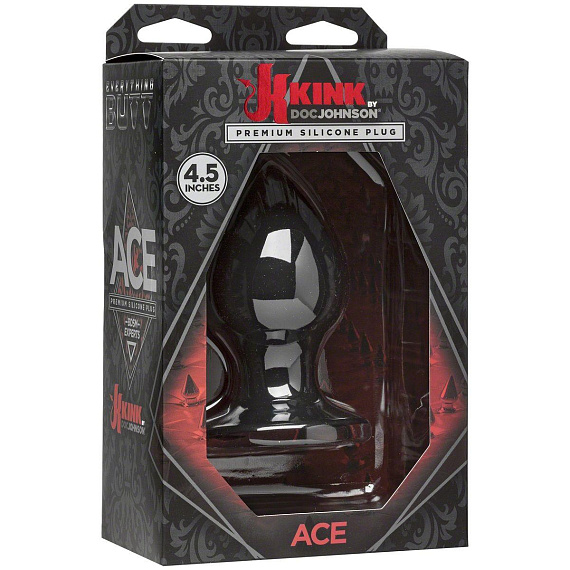 Чёрная анальная пробка Kink Ace Silicone Plug 4.5  - 11,43 см. - силикон