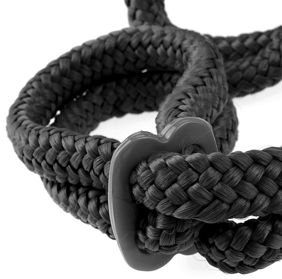 Черные верёвочные оковы на руки или ноги Silk Rope Love Cuffs - полиэстер
