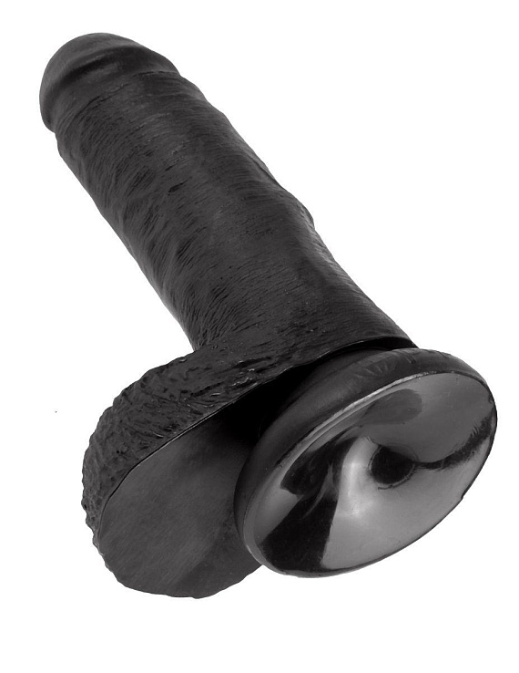 Чёрный фаллоимитатор с мошонкой 7  Cock with Balls - 19,4 см. от Intimcat