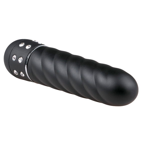 Черный мини-вибратор Diamond Twisted Vibrator - 11,4 см. - анодированный пластик (ABS)