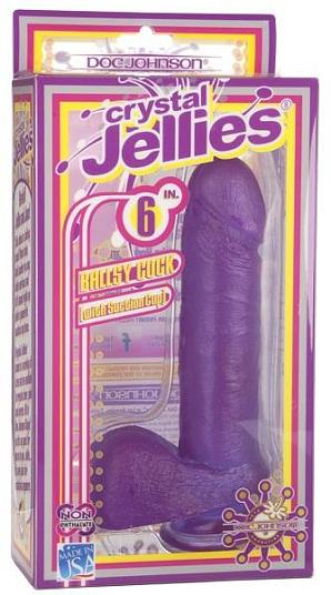 Фиолетовый гелевый фаллос CRYSTAL JELLIES - 18 см.
