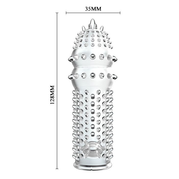 Закрытая прозрачная насадка Crystal sleeve - 12,8 см. - термопластичная резина (TPR)