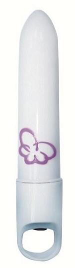 Белый вибратор с фиолетовым цветком