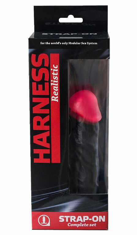 Страпон Harness Realistic с розовой головкой - 17,8 см. от Intimcat