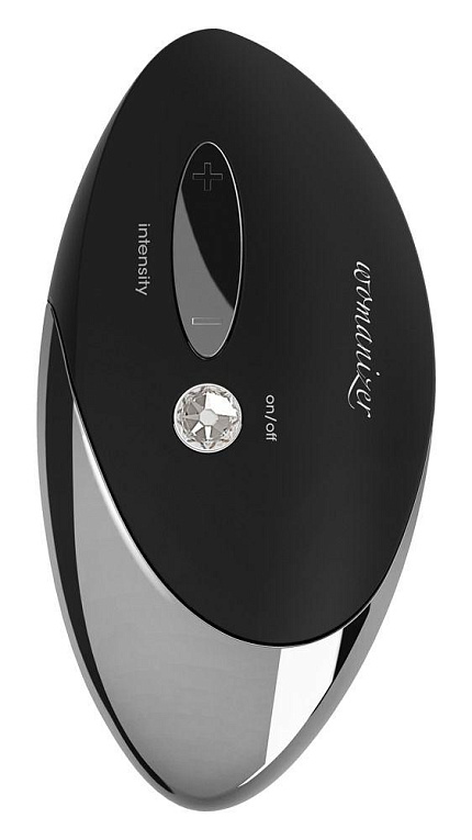 Чёрный бесконтактный стимулятор с хромированной вставкой Womanizer W500 Black Chrome Womanizer