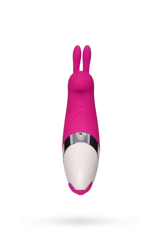 Розовый мини-вибратор в форме кролика - ABS-пластик, силикон