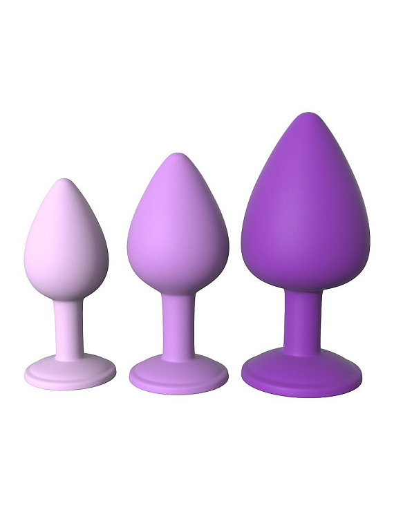 Набор из 3 фиолетовых анальных пробок со стразами Little Gems Trainer Set от Intimcat