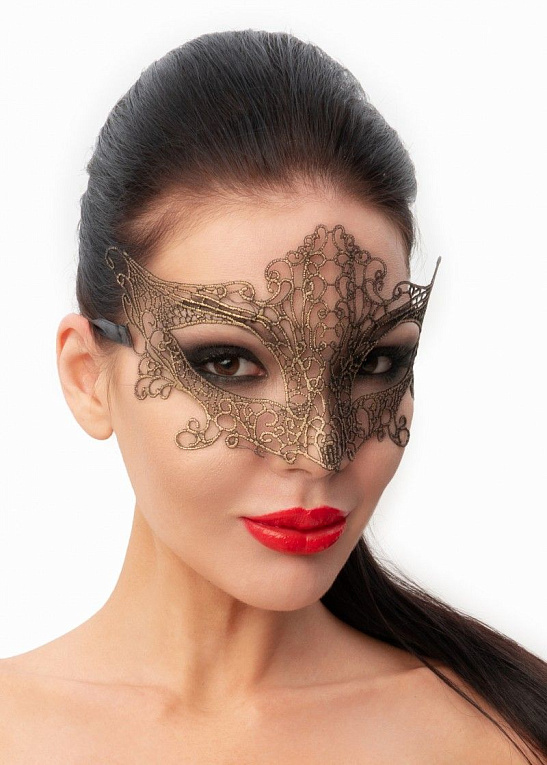 Роскошная золотистая женская карнавальная маска - 100% полиэстер