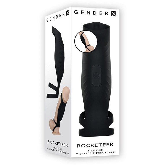 Черная поддерживающая сбруя на пенис Rocketeer - фото 6