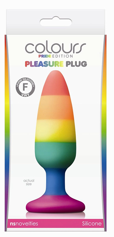 Радужная пробка Colours Pride Edition Pleasure Plug Medium - 13,3 см. - силикон
