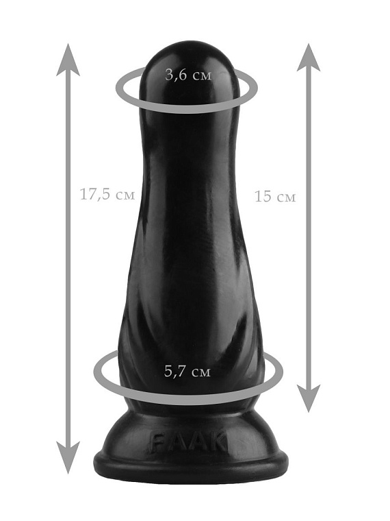 Черная анальная втулка с круглой головкой - 17,5 см. - эластомер (полиэтилен гель)
