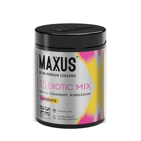 Цветные ароматизированные презервативы MAXUS Exotic Mix - 15 шт.