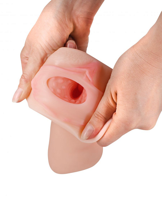 Нежный двусторонний реалистичный мастурбатор - ротик с зубками и вагина - фото 8