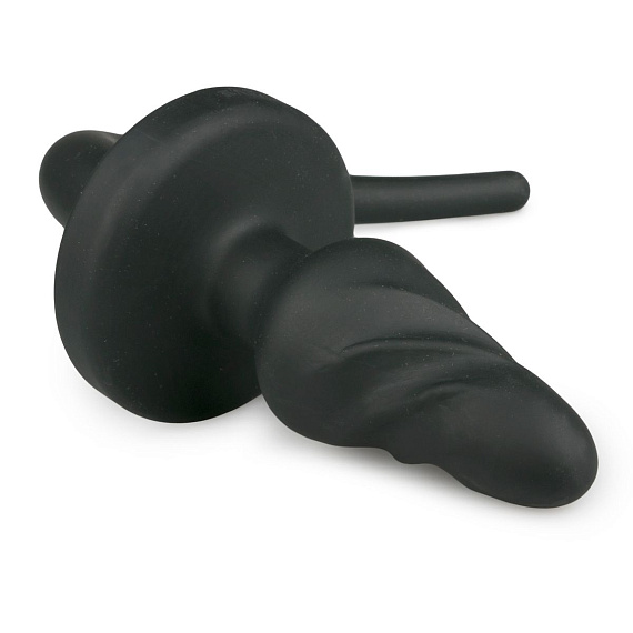 Черная витая анальная пробка Dog Tail Plug с хвостом - силикон