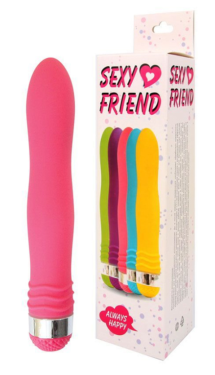 Розовый эргономичный вибратор Sexy Friend - 17,5 см. - анодированный пластик (ABS)