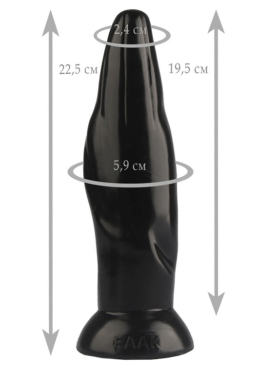 Черная фигурная анальная втулка - 22,5 см. - эластомер (полиэтилен гель)