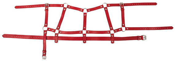 Красный комплект БДСМ-аксессуаров Harness Set Orion