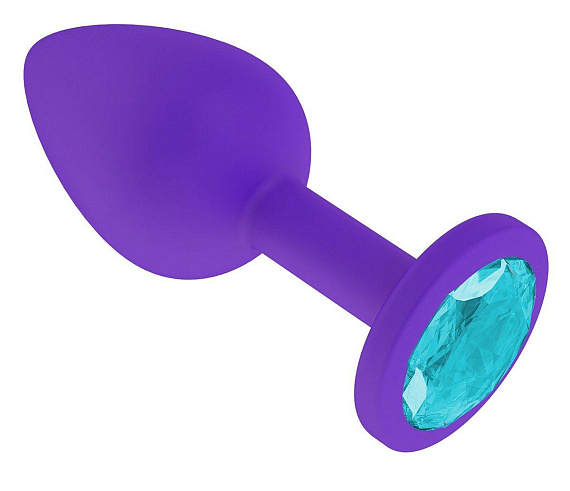 Фиолетовая силиконовая пробка с голубым кристаллом - 7,3 см. - силикон