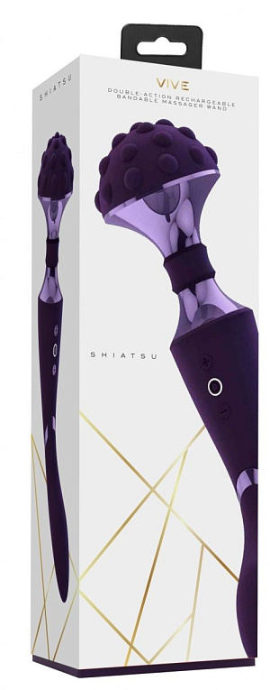 Фиолетовый двухсторонний вибромассажер Shiatsu - 27 см. от Intimcat
