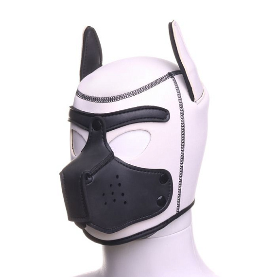 Белая неопреновая БДСМ-маска Puppy Play - фото 8