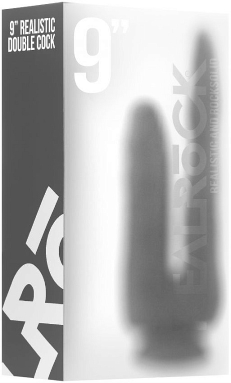 Прозрачный анально-вагинальный фаллоимитатор Realistic Double Cock 9 Inch - 23 см. - термопластичная резина (TPR)