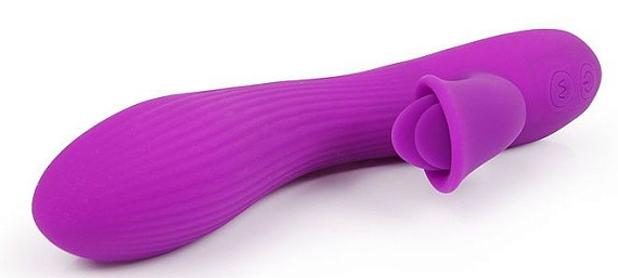Фиолетовый рельефный вибратор-кролик QUEJOY - 25 см. - силикон