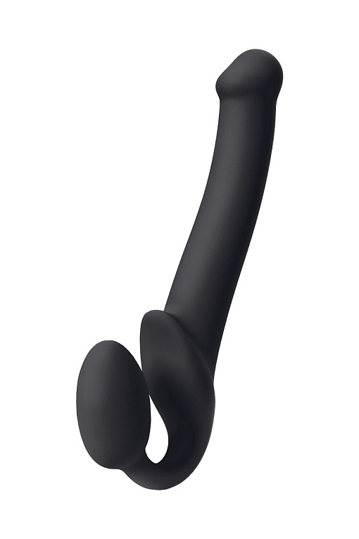 Черный безремневой страпон Silicone Bendable Strap-On - size M - силикон