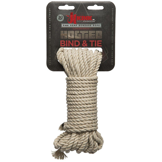 Бондажная пеньковая верёвка Kink Bind   Tie Hemp Bondage Rope 30 Ft - 9,1 м. - 