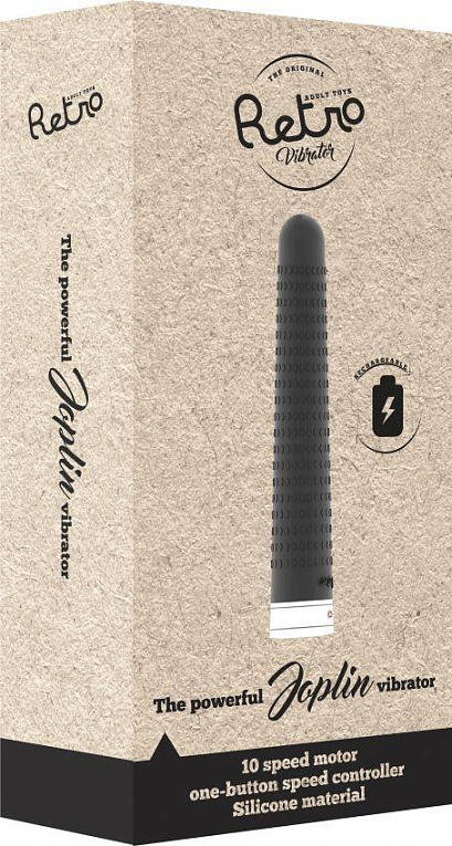 Чёрный вибратор в стиле ретро Joplin - 17 см. - анодированный пластик, силикон