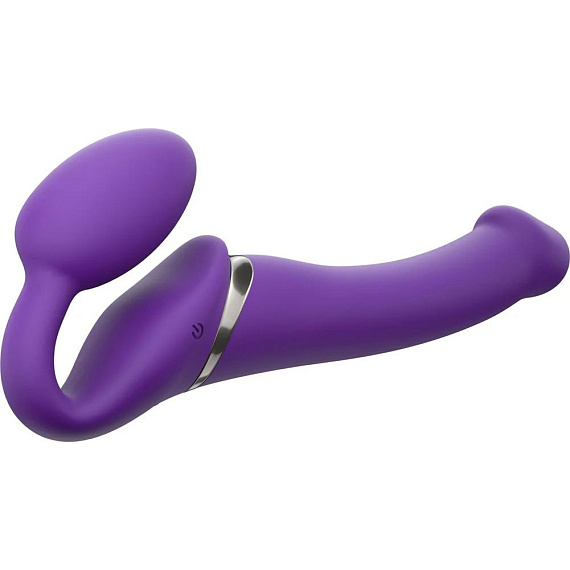 Фиолетовый безремневой вибрострапон Vibrating Bendable Strap-On - size L - силикон