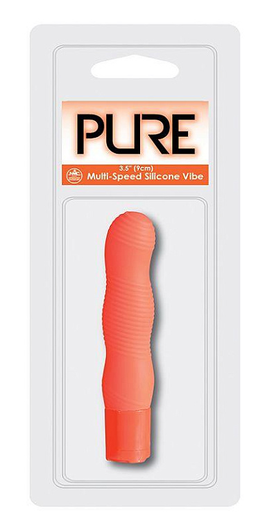 Оранжевый вибромассажёр с рельефом PURE 3.5INCH VIBRATOR ORANGE - 9 см. - силикон