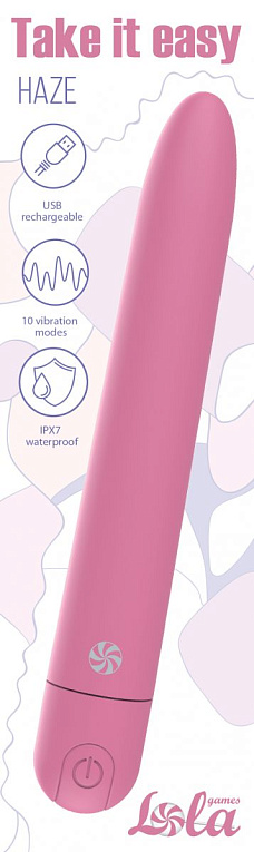 Розовый перезаряжаемый вибратор Haze - 18 см. от Intimcat