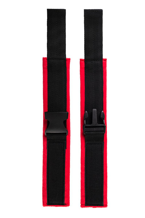 Красно-черные велюровые наручники Anonymo - фото 7