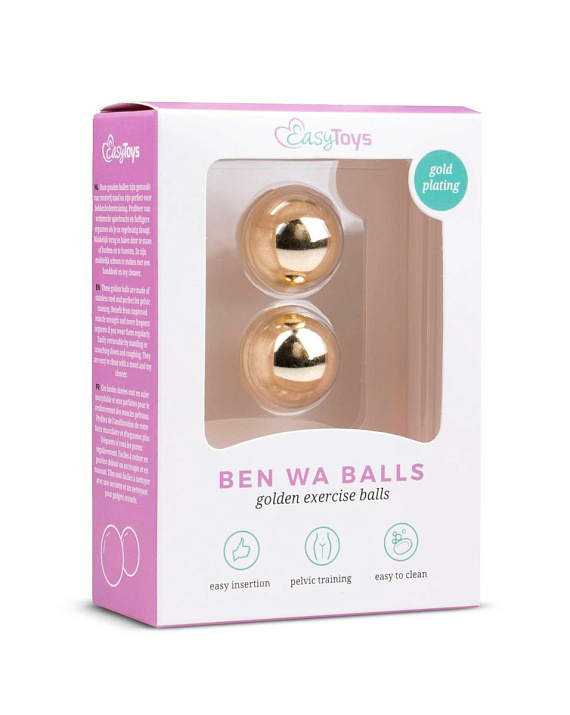 Золотистые вагинальные шарики без сцепки Ben Wa Balls - металл