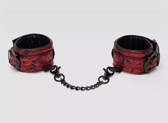 Красно-черные наручники Reversible Faux Leather Wrist Cuffs - искусственная кожа